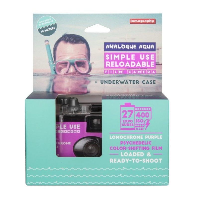 Lomochrome Purple Analogue Aqua Reloadable Camera (with Underwater Case)