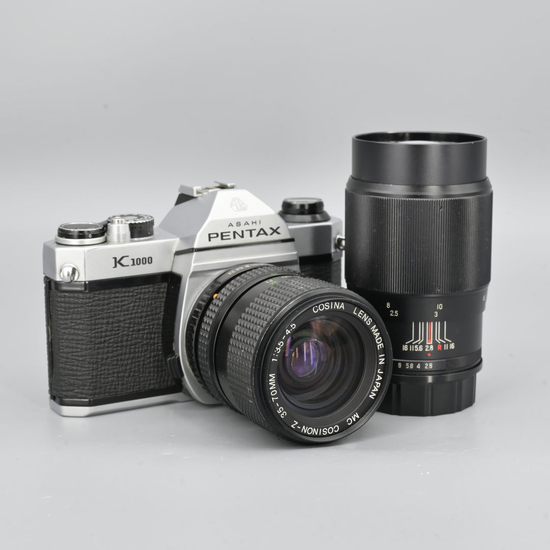 Pentax K1000 + Cosina 35-70mm F3.5-4.5 Zoom Lens + Beck 135mm F2.8 Lens