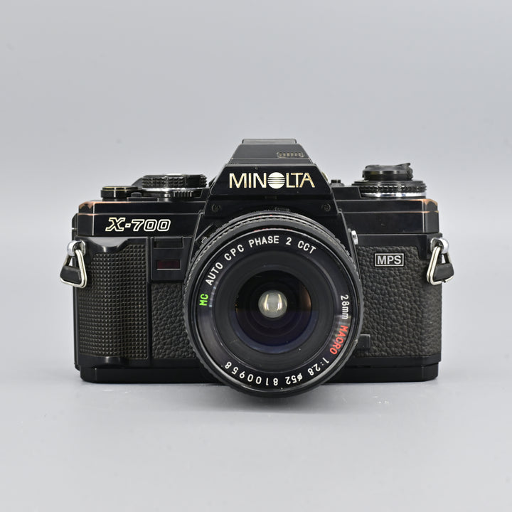 Minolta X700 MPS Black + CPC Phase 2 MC Auto 28mm F/2.8 Lens