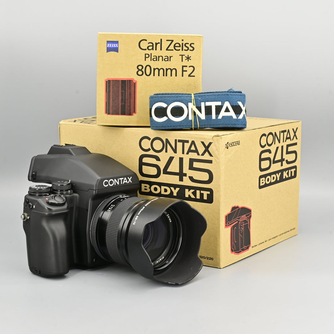 Contax 645 + Carl Zeiss T* Planar 80mm F2 Lens [Box Set]