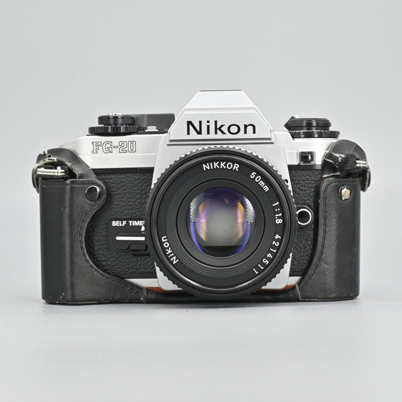 Nikon FG20 + Series E 50mm F1.8 Lens (With Half Case)