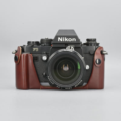 Nikon F3 + Nikkor Ai 28mm F3.5 Lens + MF-14 Date Back + Leather Case